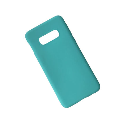 Sky blue silicone case for Samsung Galaxy S10 by 9eight5, showing a smooth, flexible protective phone cover.