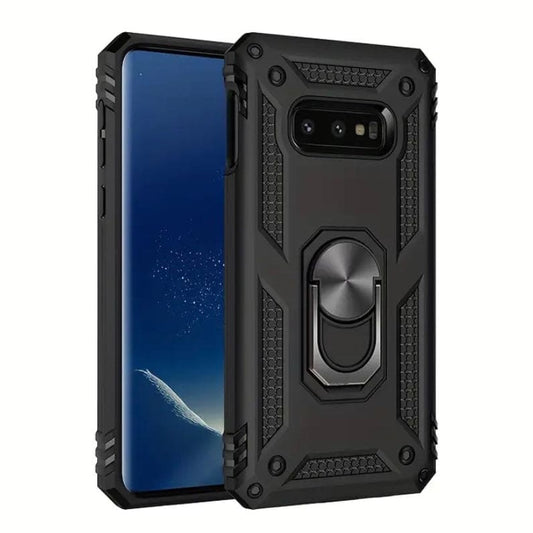 Black rugged phone case for Samsung Galaxy S10e by 9eight5, showing textured grip and protective design.