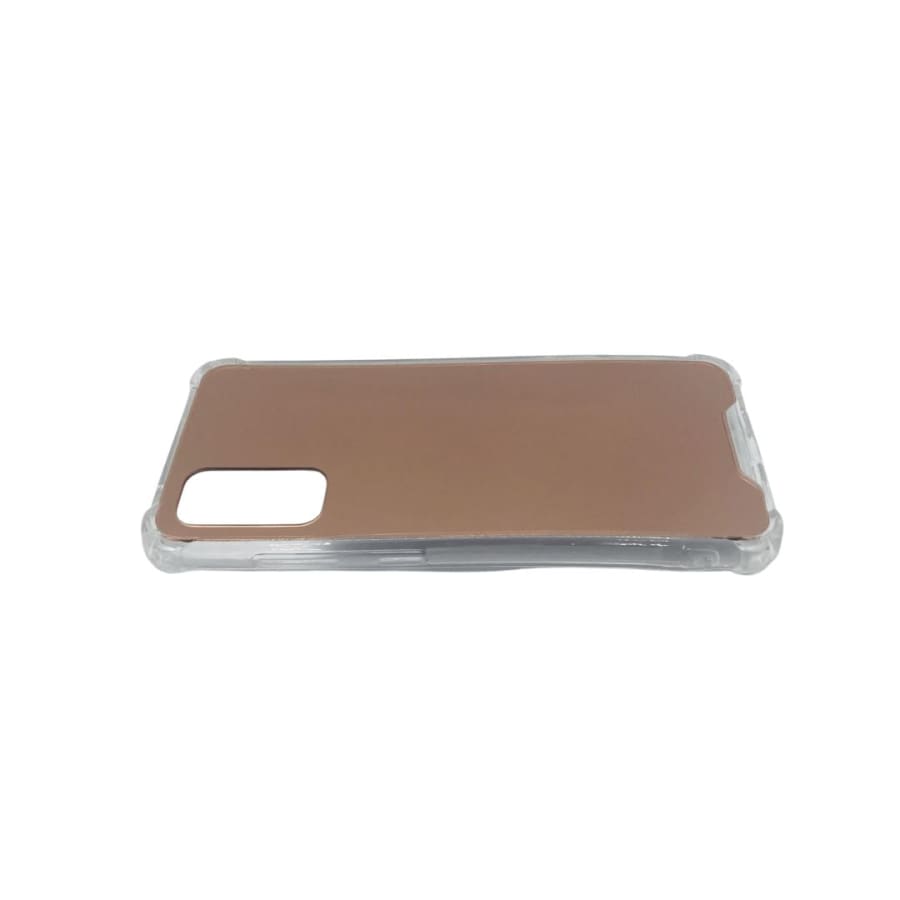Rose gold mirror silicone case for Samsung Galaxy S20, 9eight5 phone case with a sleek, reflective finish.