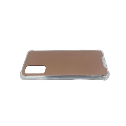 Rose gold mirror silicone case for Samsung Galaxy S20, 9eight5 phone case with a sleek, reflective finish.