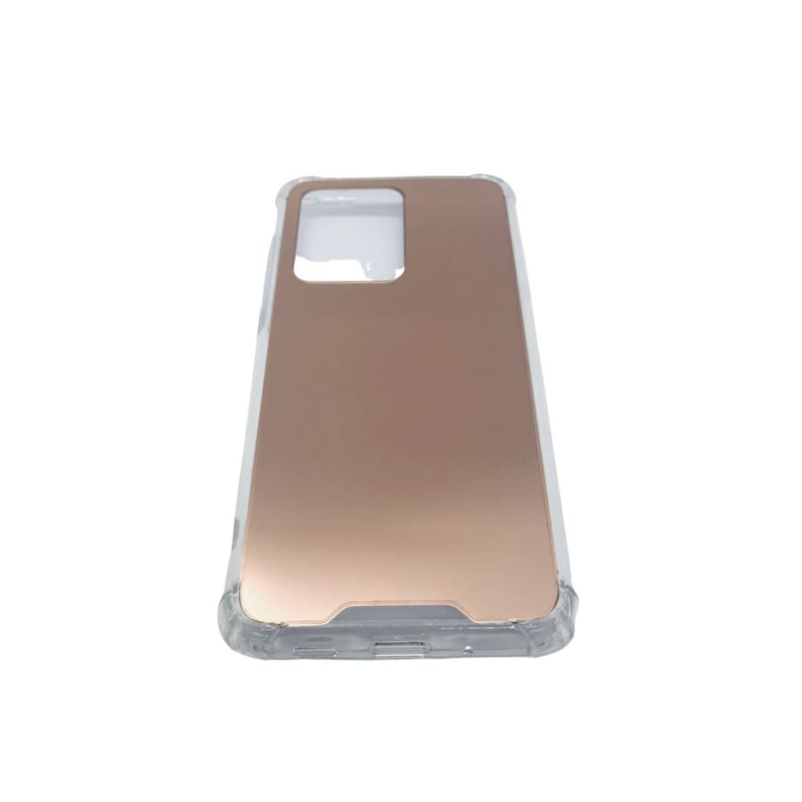 Gold mirror silicone phone case for Samsung Galaxy S20 Ultra by 9eight5, showcasing a sleek, reflective design.