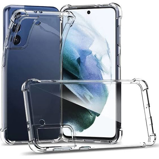 Clear 9eight5 phone case for Samsung Galaxy S21, slim protective cover with transparent design and precise cutouts.