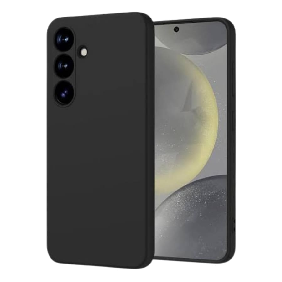 Black 9eight5 phone case for Samsung Galaxy S24 Plus, showing the protective back and sides of the sleek, durable phone cover.