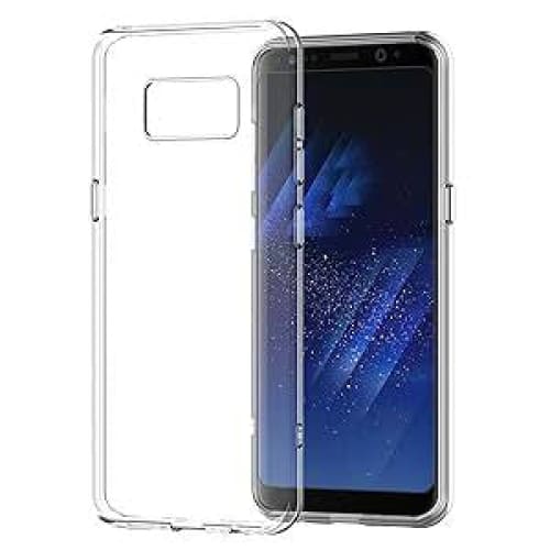 Clear silicone phone case for Samsung Galaxy S8 Plus by 9eight5, showcasing a slim, flexible design with precise cutouts.