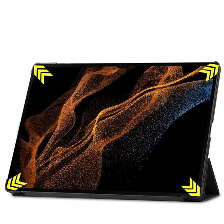 Black 9eight5 protective cover for Samsung Galaxy Tab S8 Ultra 14.6-inch (2022), model X900/X906, featuring a slim, durable design.