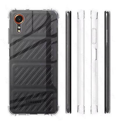 Clear case for Samsung Galaxy Xcover 7 by 9eight5, showing the transparent protective phone case with precise cutouts.