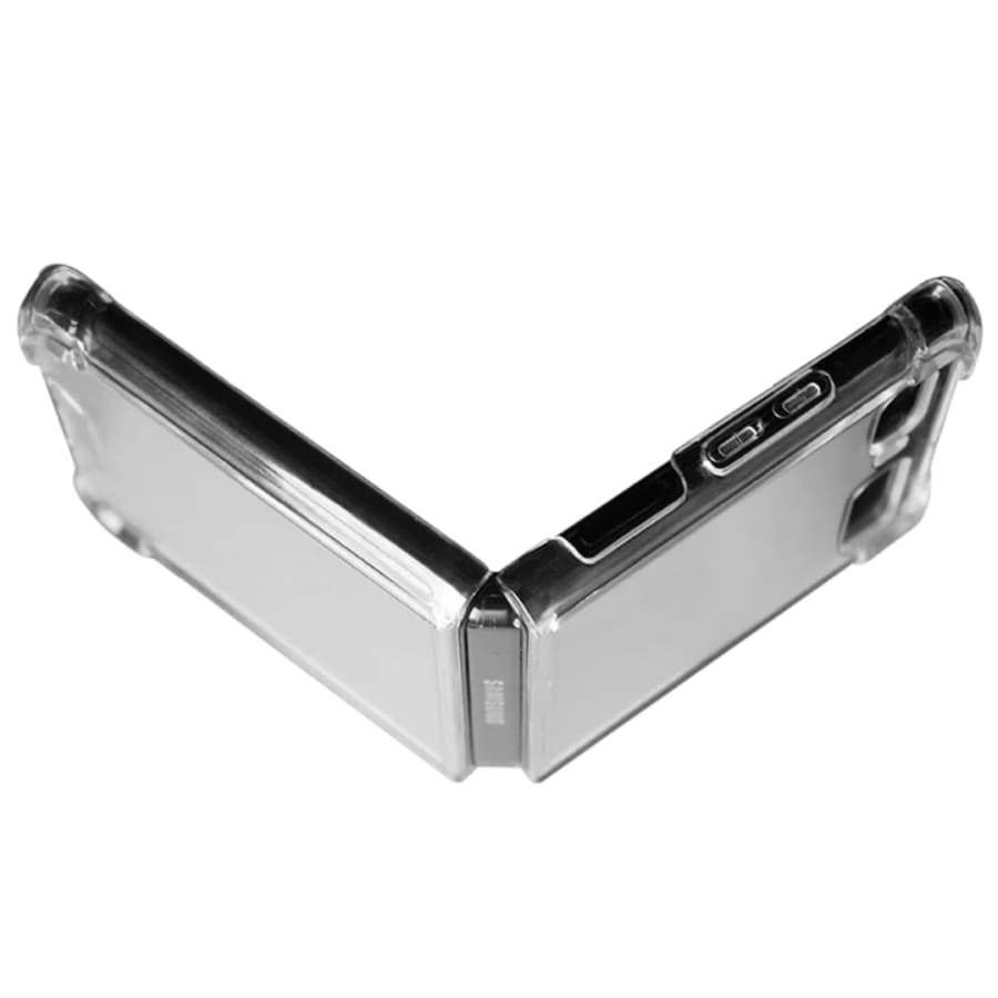 Clear phone case for Samsung Galaxy Z Flip 3 by 9eight5, showcasing slim, transparent protection for the flip phone.