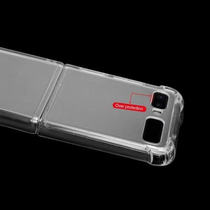 Clear phone case for Samsung Galaxy Z Flip 3 by 9eight5, showcasing a transparent, slim protective cover for the flip phone.