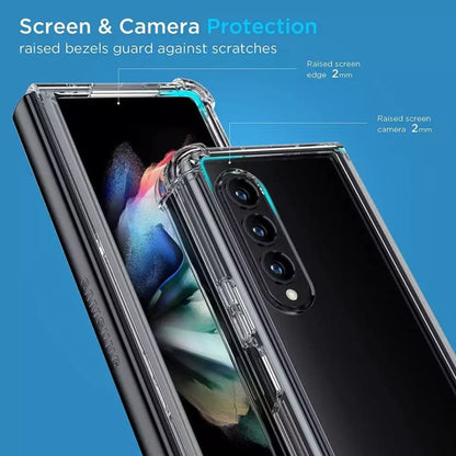 Transparent 9eight5 clear phone case for Samsung Galaxy Z Fold 2 showing slim design and precise cutouts for ports and camera.