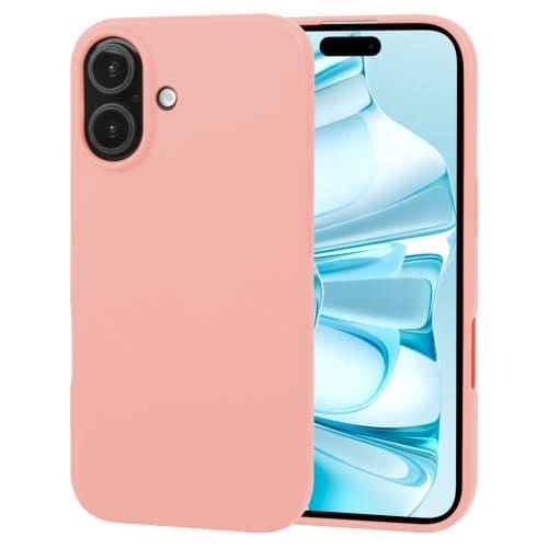 Pink silicone phone case for iPhone 16 Plus (6.7”) by 9eight5, designed to protect and complement the device.