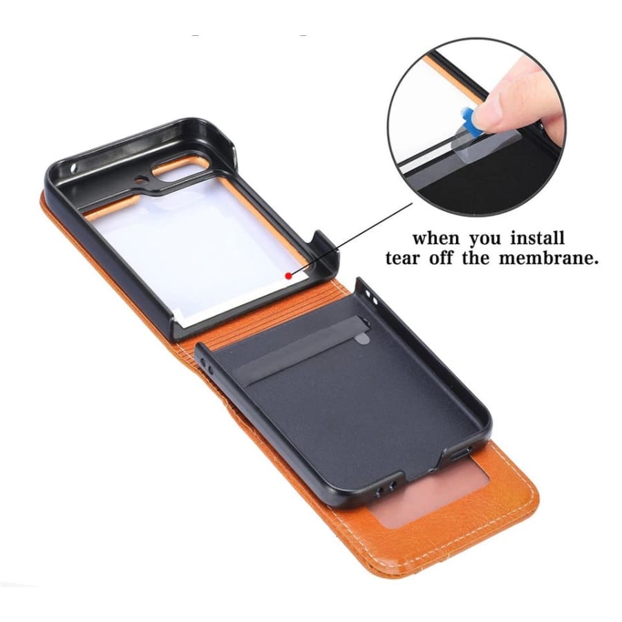 9eight5 phone case for Samsung Galaxy Z Flip 6 in tan, shown with multiple color options available for stylish protection.