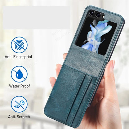 9eight5 phone case in tan for Samsung Galaxy Z Flip 6, showcasing slim protective design available in five colors.