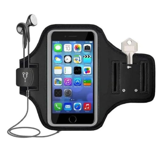 9eight5 running armband for phone cases, fits screens up to 6 inches, designed for running and active workouts.