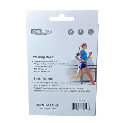 9eight5 Running Armband for phone cases, fits up to 6-inch screens, designed for comfortable running and workout activities.