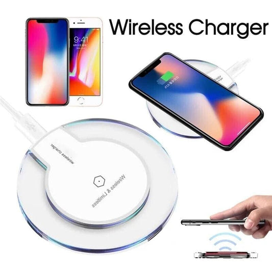 9eight5 wireless charger for phone and tablet, 10W fast charging pad with sleek design and compatible device connection