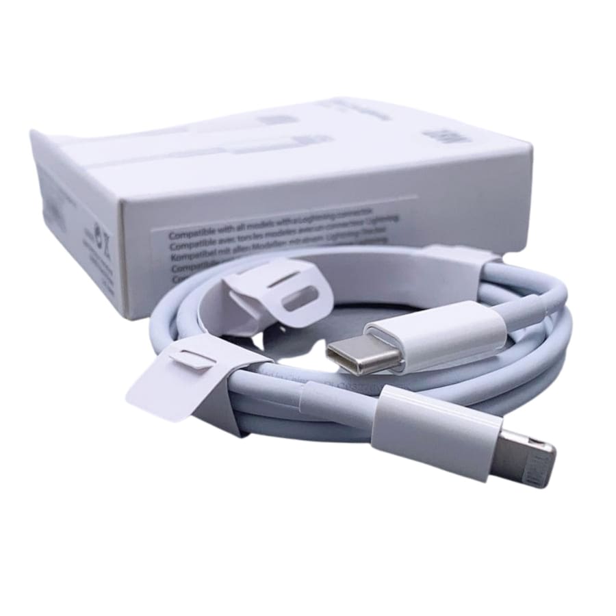 9eight5 1m Type-C to Lightning cable for phones and tablets, 18W fast charging, durable and flexible cable design.