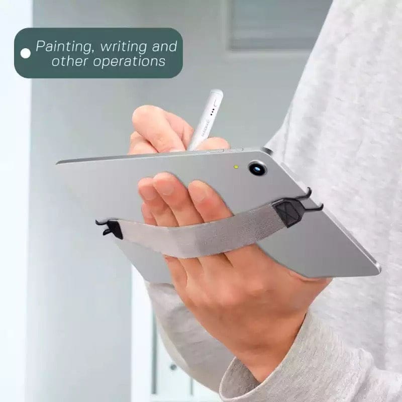 Black finger grip accessory for iPads and tablets by 9eight5, designed to improve grip and handling of devices.