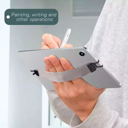 Black finger grip accessory for iPads and tablets by 9eight5, designed to improve grip and handling of devices.