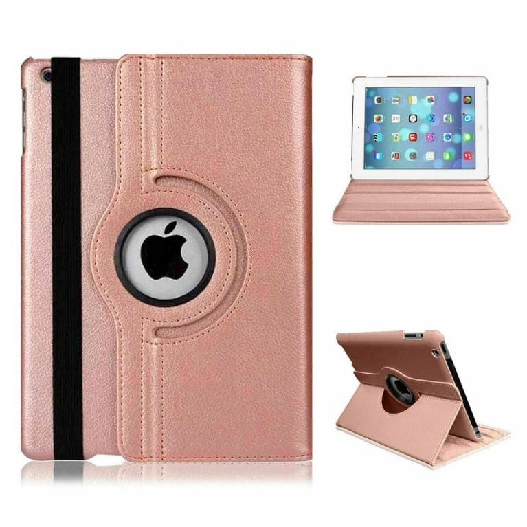 9eight5 synthetic leather cover for iPad mini 4 and 5th gen, available in four colors, showing the black iPad mini with case.