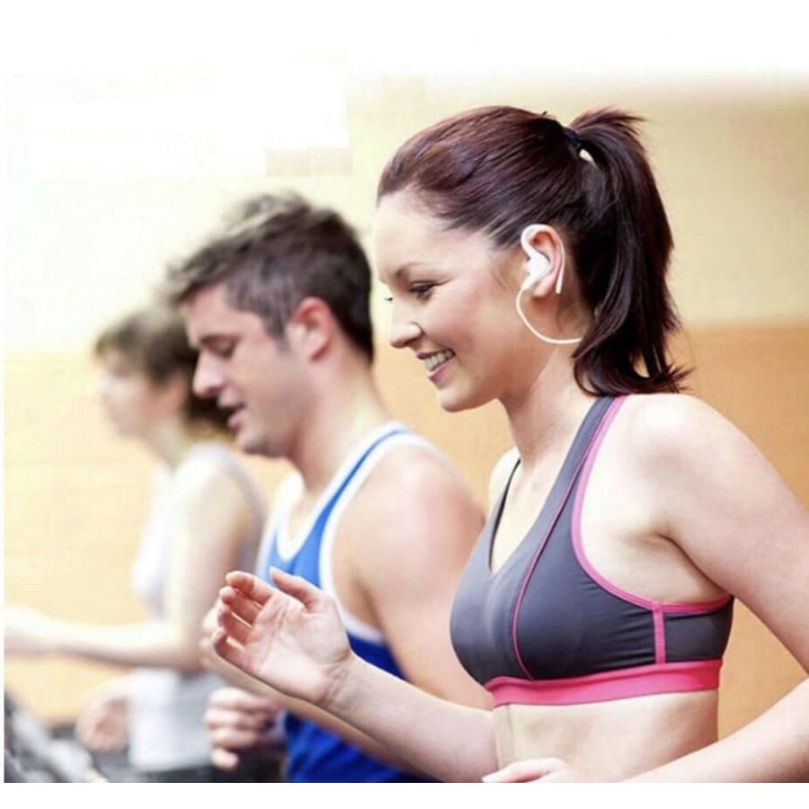 Wireless earphones by 9eight5 in black, available in four colors, shown with a sleek design for phone and tablet use.