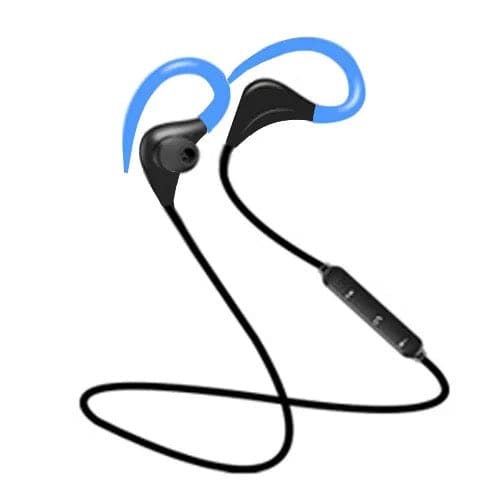 Black wireless earphones by 9eight5, compact and stylish, available in four colors for phones and tablets.