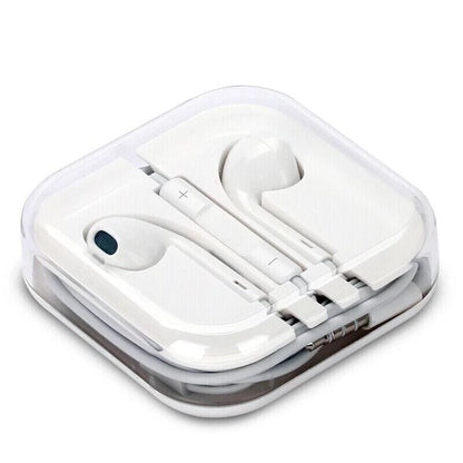 9eight5 earphones with carry case for phone and tablet, black in-ear headphones with compact storage case.
