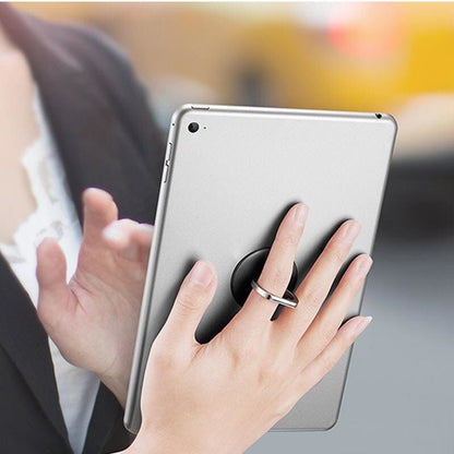 Black 9eight5 finger grip for phone and tablet accessories, showing the textured surface and ergonomic design.