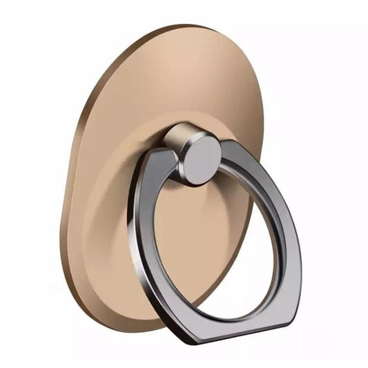 Gold finger grip accessory from 9eight5 for phones and tablets, featuring a sleek, metallic design for secure handling.