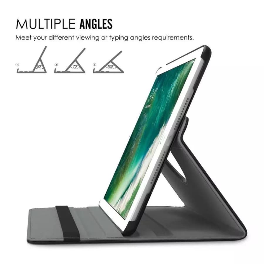 Black full-body cover for iPad 7th, 8th, 9th generation 10.2-inch by 9eight5, showing protective case with precise cutouts