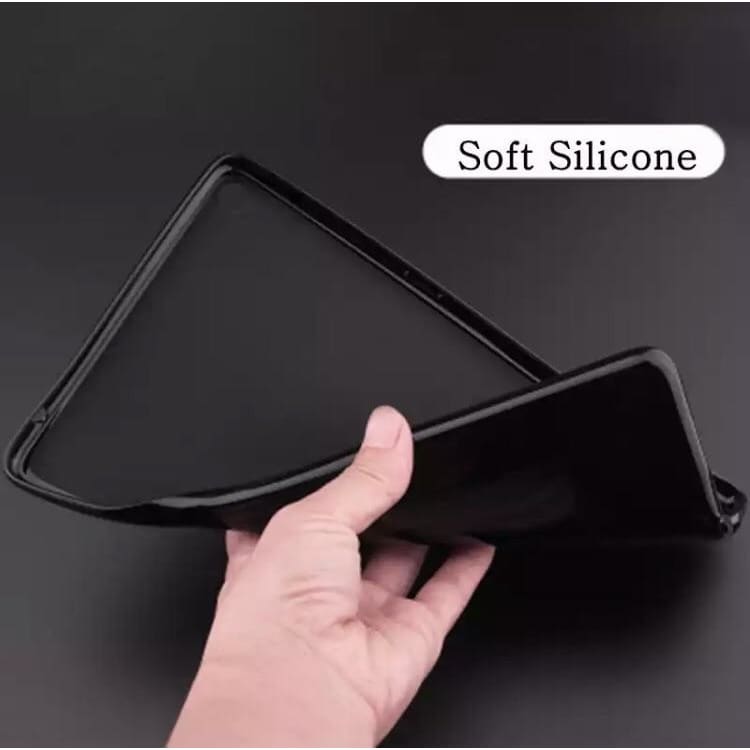 Gloss black silicone cover for iPad Air 9.7-inch, designed by 9eight5, shown fitted on an iPad Air in the image.