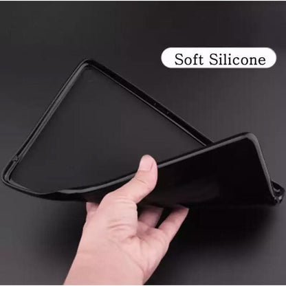 Gloss black silicone cover for iPad Air 9.7-inch, designed by 9eight5, shown fitted on an iPad Air in the image.