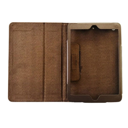 Brown full-body cover for iPad mini 1, 2, and 3 by 9eight5, showing the protective case with precise cutouts and snug fit.