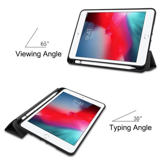 Black silicone cover for iPad Mini 4 and 5th generation by 9eight5, showing the snug fit and textured surface.