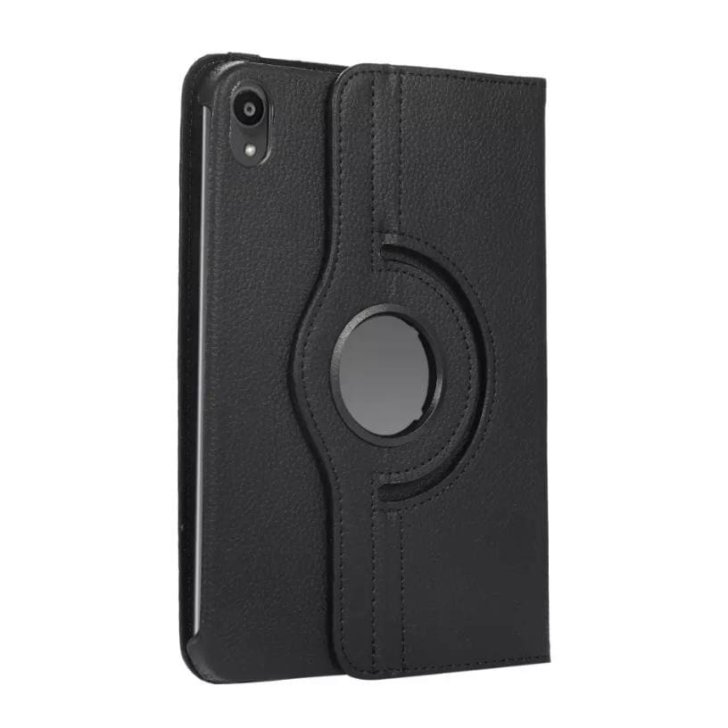 Black 9eight5 iPad mini cover for 7th and 6th generation, protective case with precise cutouts for ports and buttons.