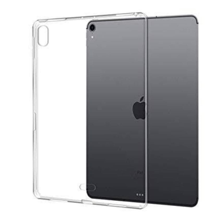 Clear silicone cover for iPad Pro 12.9” 3rd gen by 9eight5, showing the slim, flexible protective case on the tablet.