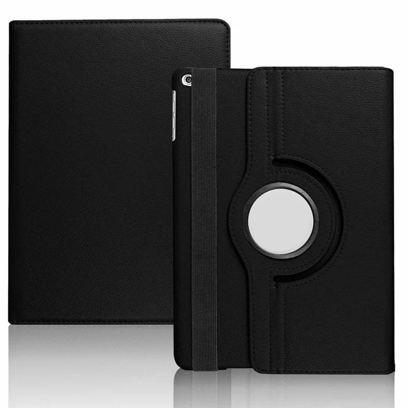 Black synthetic leather cover for iPad Pro 9.7-inch by 9eight5, showing the front view with smooth texture and slim design.