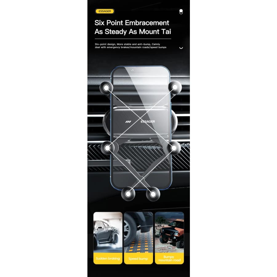 Essager mobile phone holder by 9eight5, a sleek adjustable phone and tablet accessory for hands-free use and secure grip.