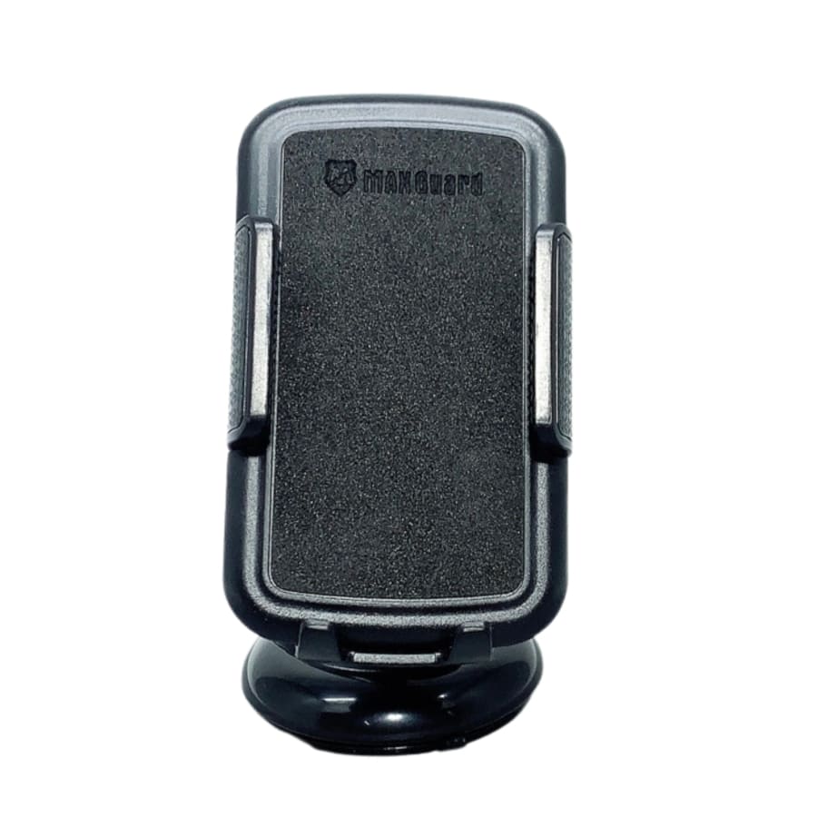 Maxguard M3 dashboard phone holder by 9eight5 mounted on a car dashboard for secure phone and tablet support.