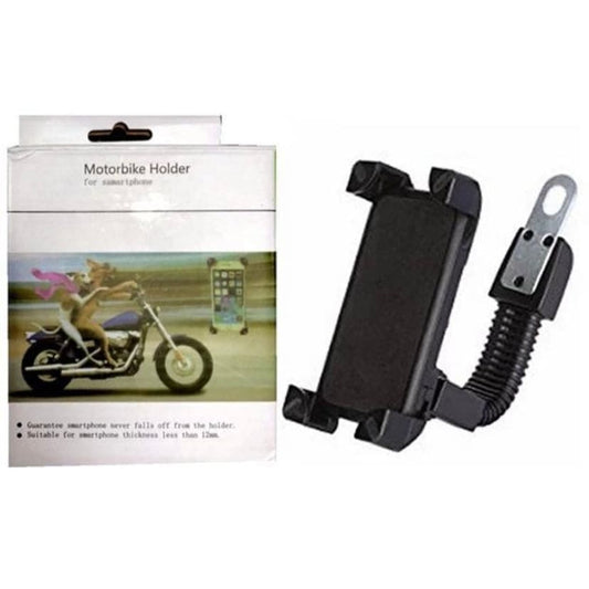 9eight5 motorcycle phone holder mounted on handlebars, secure accessory for holding smartphones and tablets during rides.
