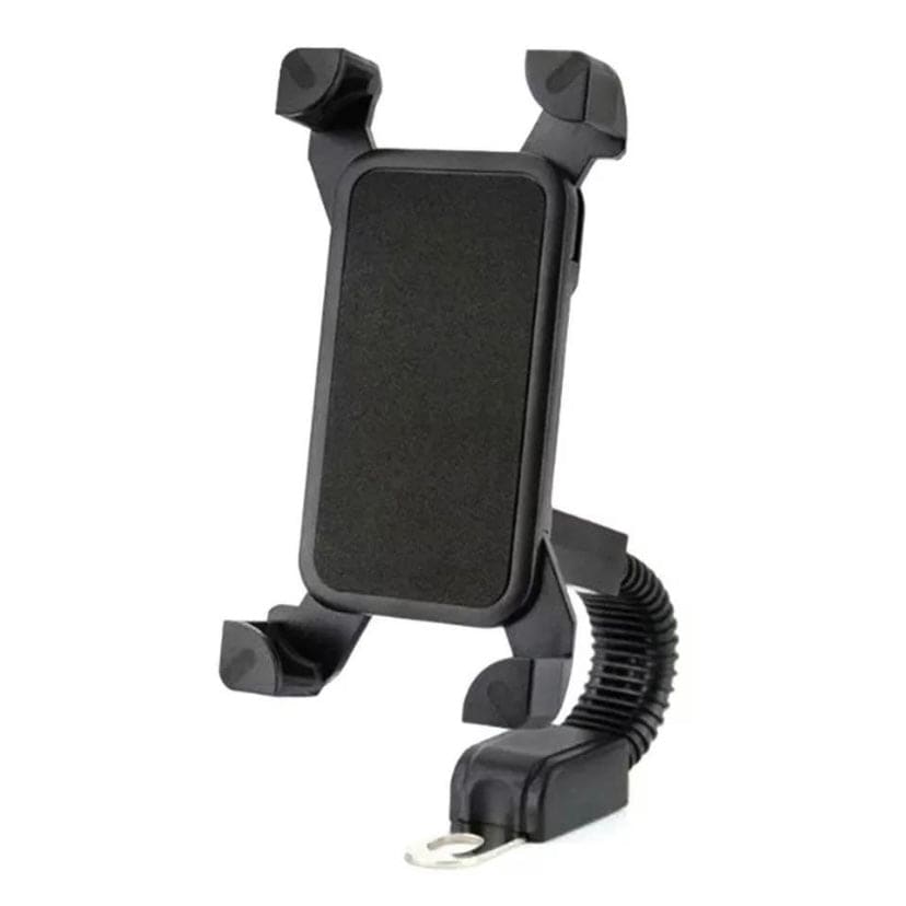 9eight5 motorcycle phone holder securely attaches to handlebars, holds smartphones and tablets for easy access during rides.