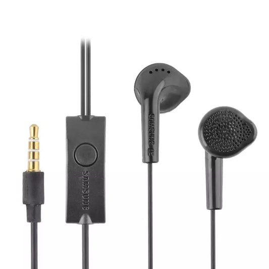 Wired Samsung earphones by 9eight5 with in-ear design and 3.5mm jack, suitable for phones and tablets.
