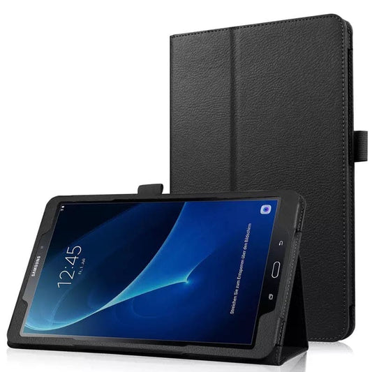 Black synthetic leather cover for Samsung Galaxy Tab A 10.1-inch (2016), T580 and T585 models, designed by 9eight5 for tablet protection.