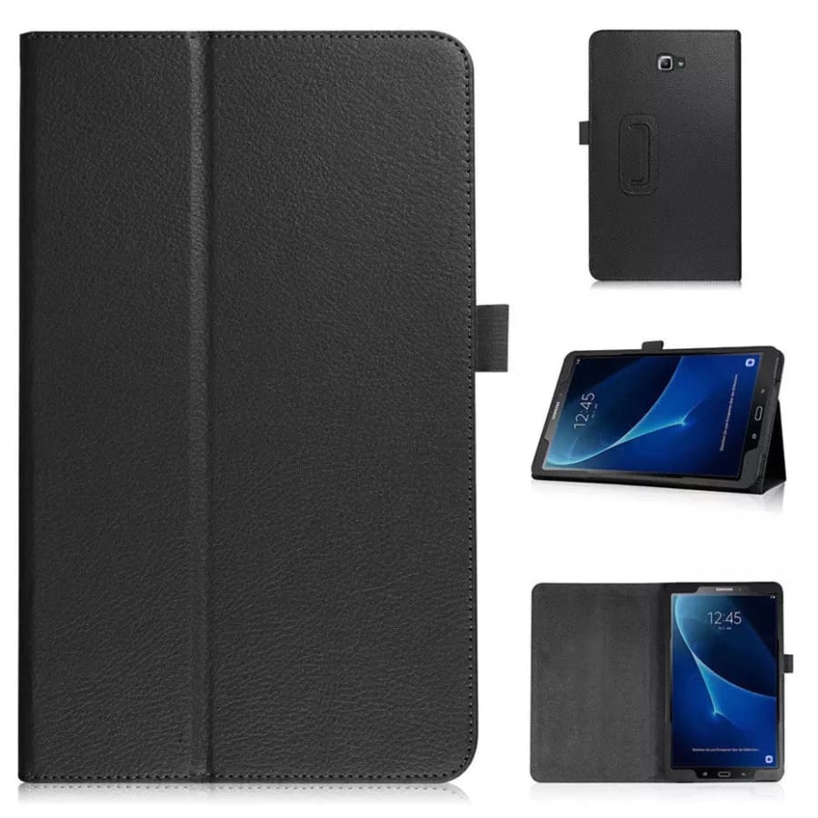 Black synthetic leather cover for Samsung Galaxy Tab A 10.1” (2016) T580/T585, by 9eight5, protecting the tablet with a sleek design.
