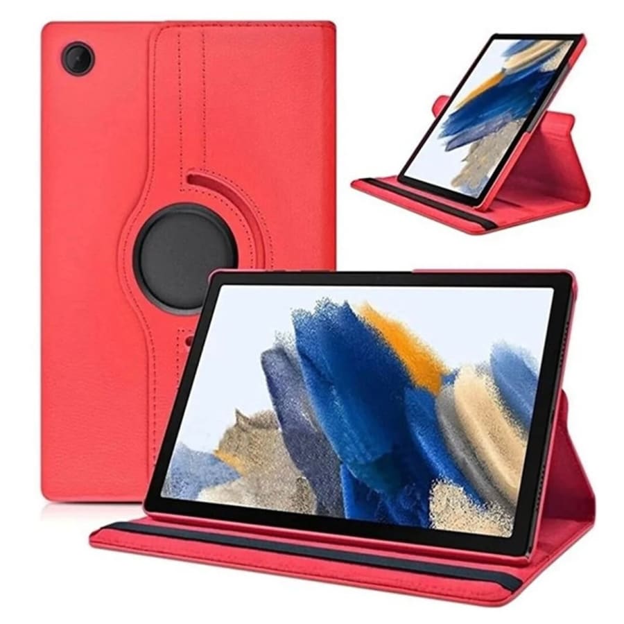 Red protective cover for Samsung Galaxy Tab A9 Plus 11” (2023), model X210/X215/X216, by 9eight5, showing the tablet's front and back.