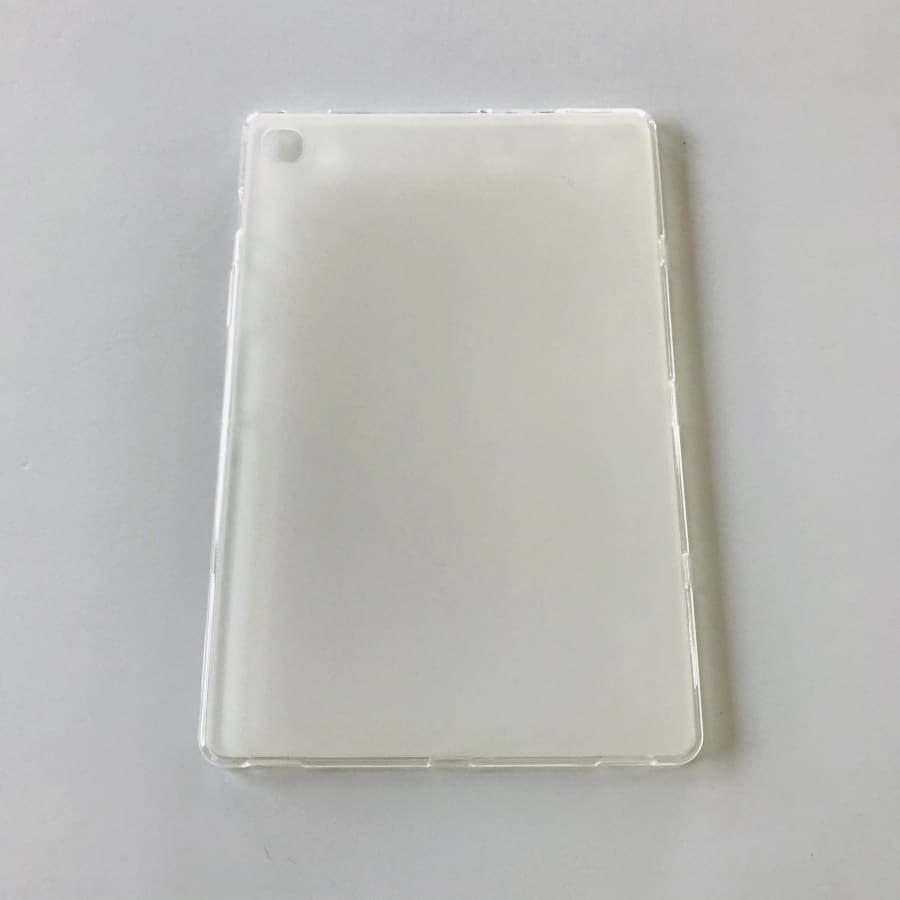 Clear silicone cover for Samsung Galaxy Tab S5e 10.5-inch tablet, showing snug fit and flexible material from 9eight5 brand.