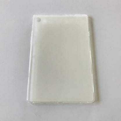 Clear silicone cover for Samsung Galaxy Tab S5e 10.5-inch tablet, showing snug fit and flexible material from 9eight5 brand.