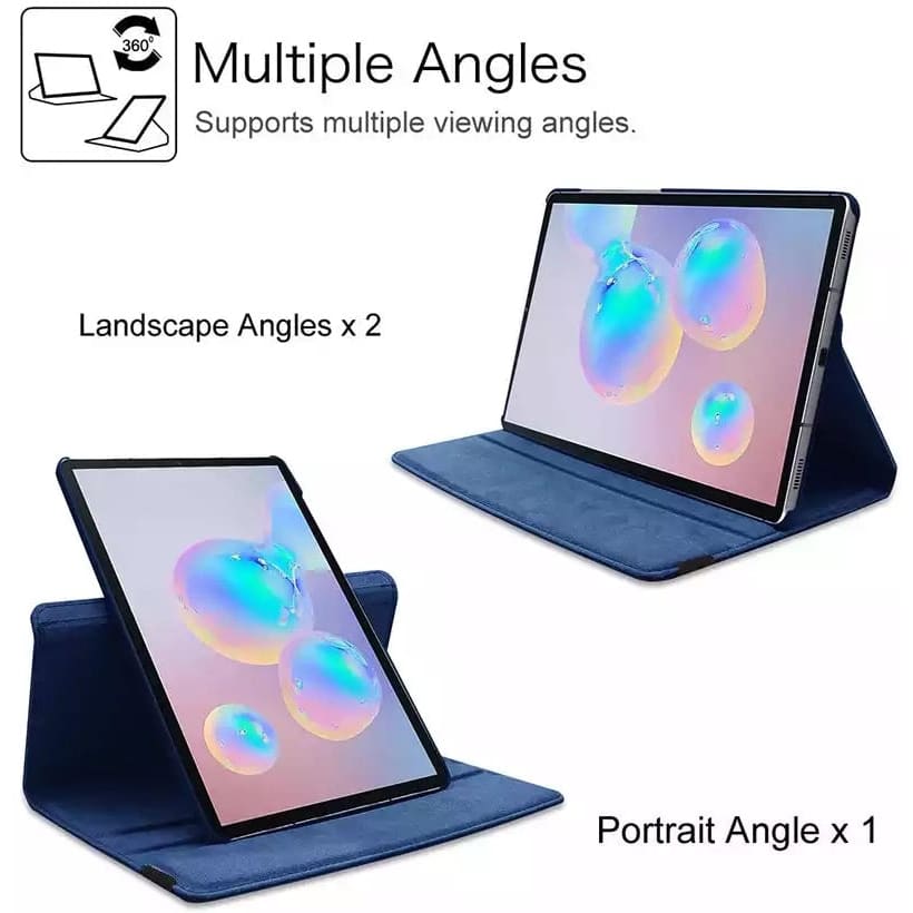 Navy blue 9eight5 tablet cover for Samsung Galaxy Tab S9 Plus 12.4” (2023), model X810/X816B, with foldable stand and protective edges.