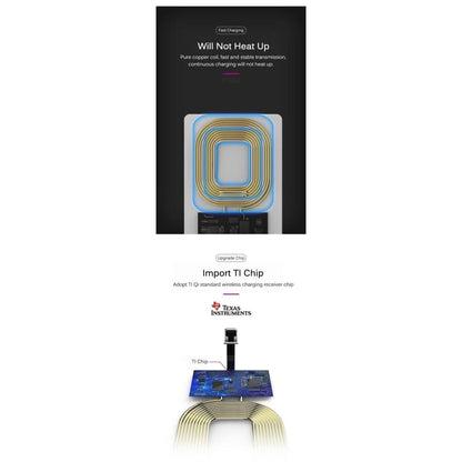 Wireless charging receiver for Type B Micro USB devices by 9eight5, compact accessory for wireless charging compatibility.