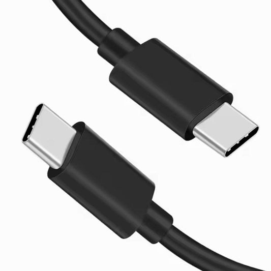 Black 2-meter Type C to Type C charger cable for Samsung devices, made by 9eight5, shown coiled with USB connectors visible