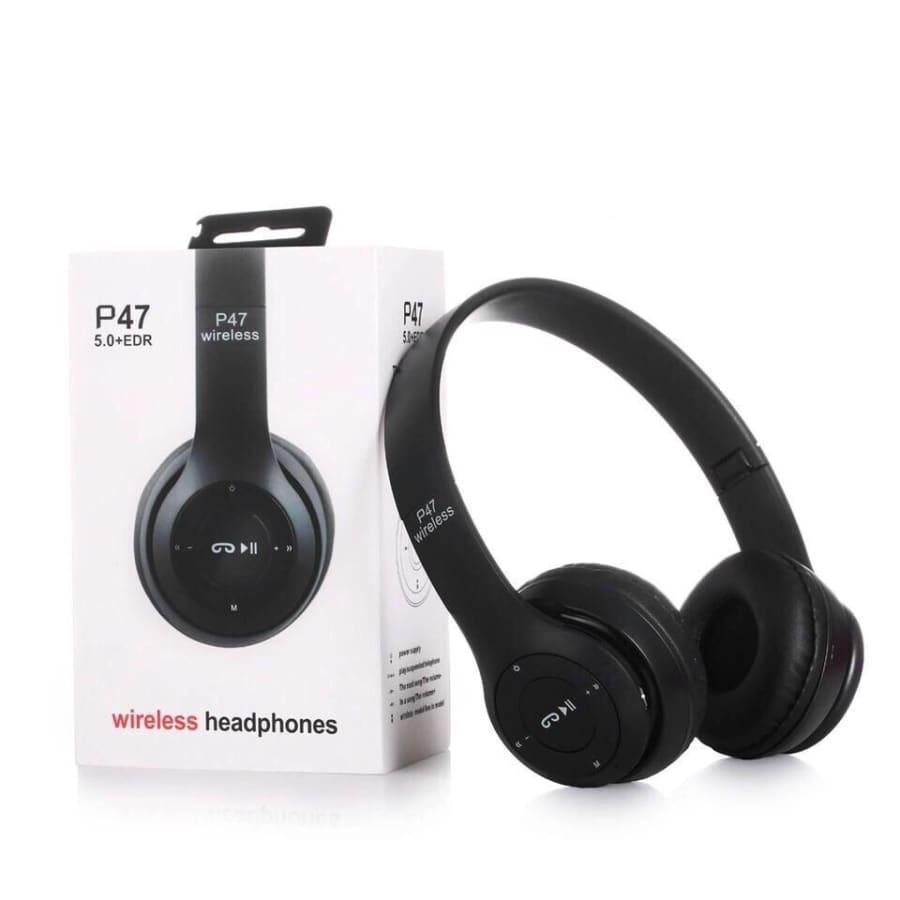 9eight5 P47 Wireless Headphones with Mic for phones and tablets, over-ear design with built-in microphone for hands-free calls.